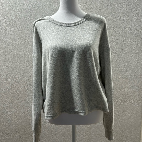 Aerie light gray, size small- crop sweater with adjustable string on back - Picture 1 of 7
